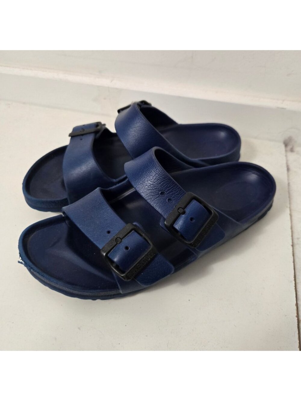 Birkenstock Arizona Size 6-6.5 Essentials EVE Black Slip-On Sandal Navy Blue Wom